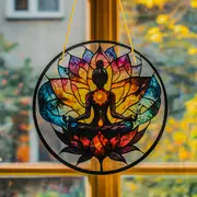 Lotus Meditation Suncatcher - 8" Stained Acrylic Mandala. Serene Decor For Yoga Space Or As A Spiritual Gift._voghion.com