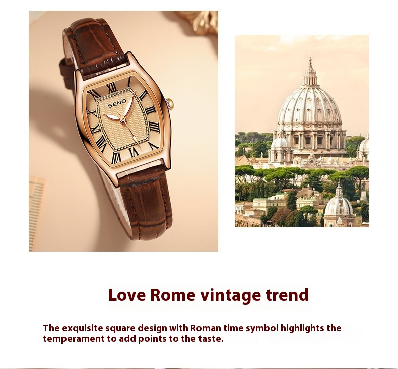 Merkelegering i kunstskinn OEMODM damebelte vanntett liten vinfat kvartsklokke_voghion.com