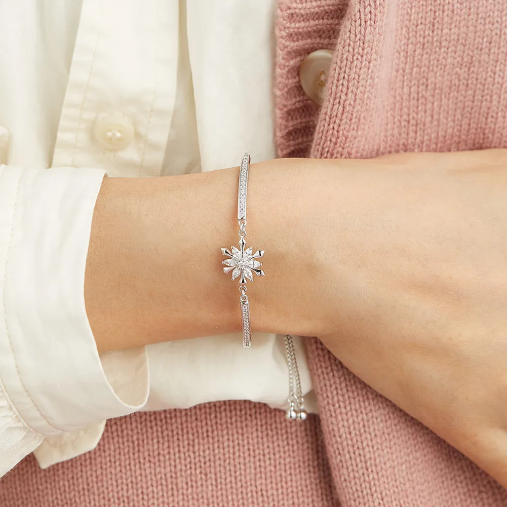 Bracciale con fiocco di neve in argento per donna e ragazza_voghion.com