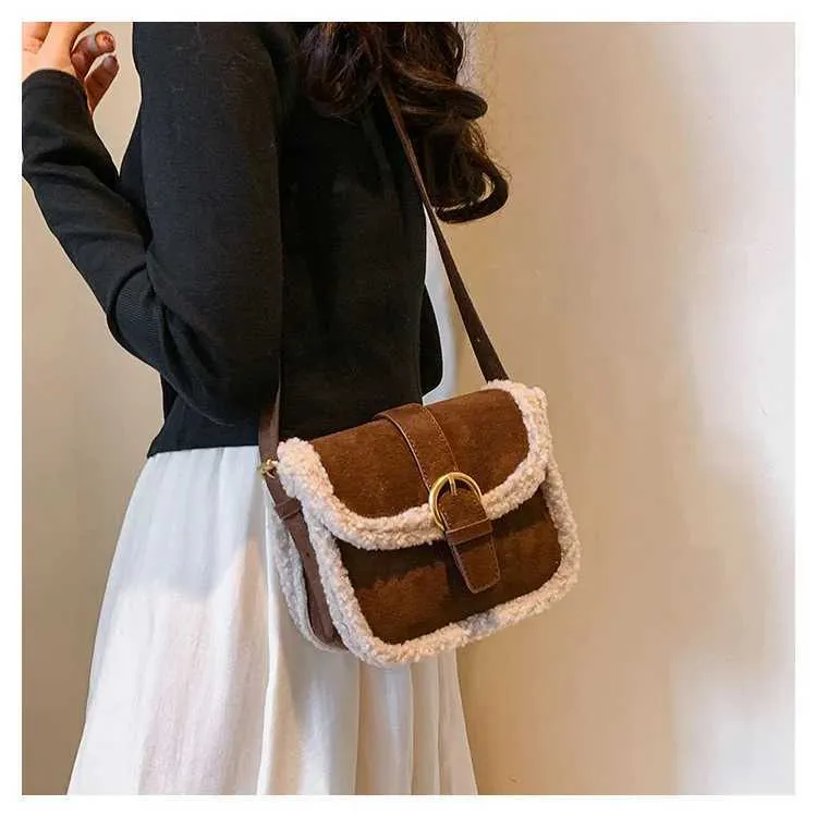 Retro-Crossbody aus Lammwolle für vielseitige, süße Geldbörsen und Handtaschen für Damen, Umhängetasche, Bolsos De Mujer, SacC241212_voghion.com