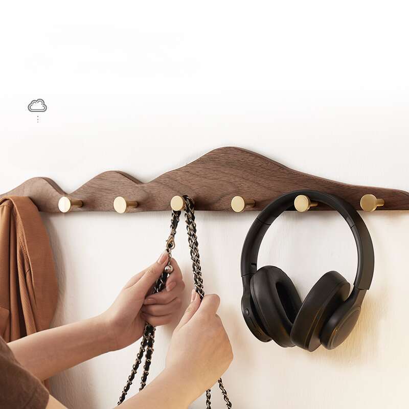 【 42000 People's Collection 】 Solid Wood Clothes No Punching Brass Long Row Hooks, Fitting Room Wardrobe, Entrance, Coat_voghion.com