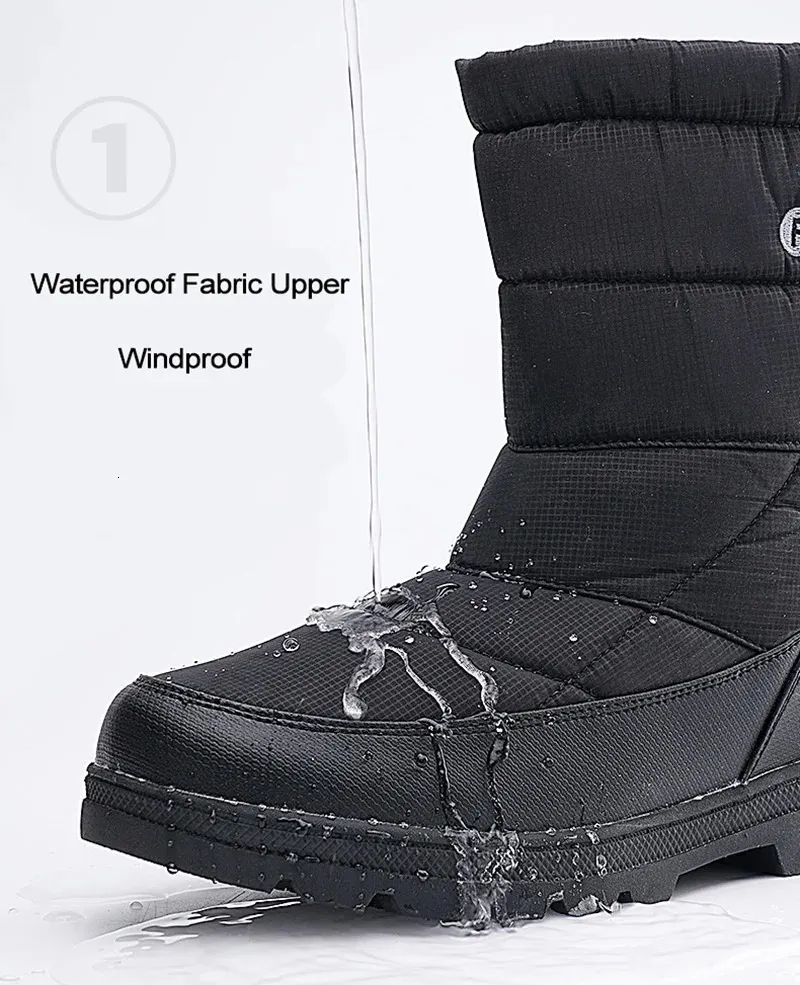 Bottes d'hiver pour hommes, grandes tailles, chaudes, en peluche, longues, imperméables, mi-mollet, pour l'extérieur, baskets durables, chaussures de loisirs à enfiler_voghion.com