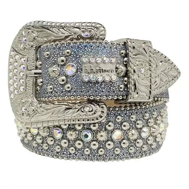 Designer Bb Belt Simon Övek Férfi Női Fényes gyémánt öv fekete Kék fehér többszínű bling strasszokkal mint_voghion.com