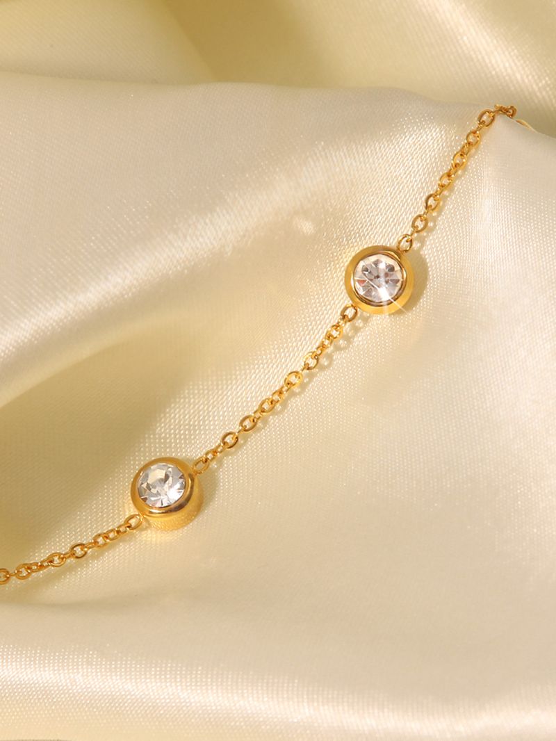 INS Internet Celebrity New Fashionable Gold-plated Round Zircon Stainless Steel Bracelet Trendy And Versatile Accessory_voghion.com