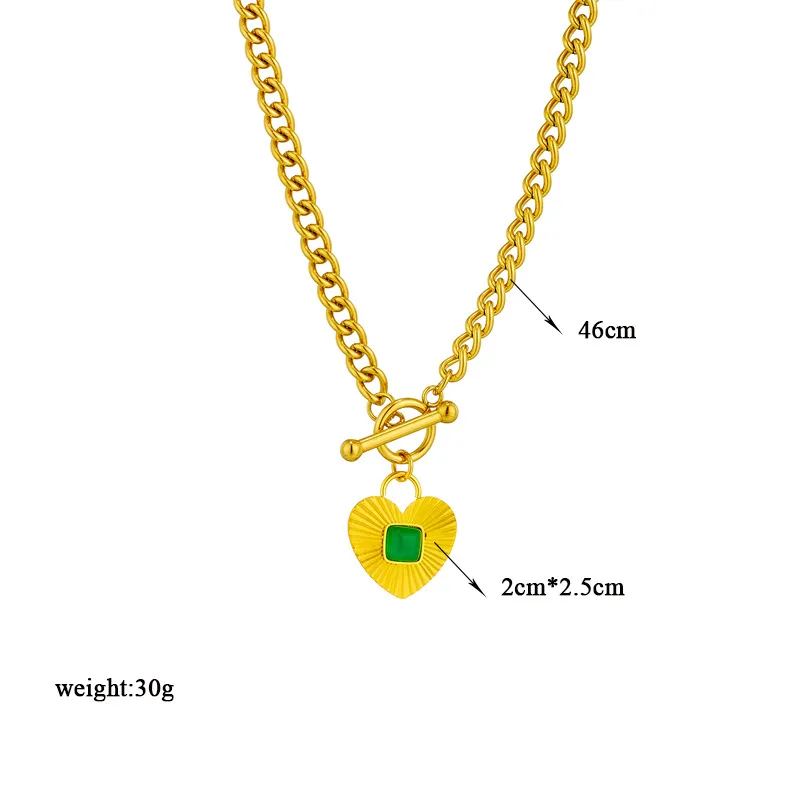 Retro Necklace And Earrings Set With Emerald Green Zircon Stone_voghion.com