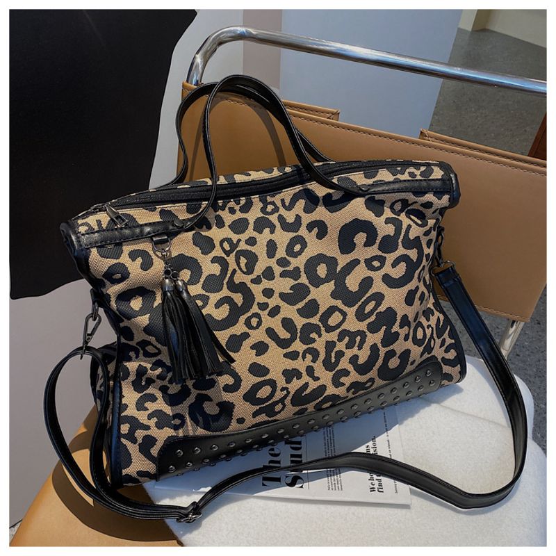 Handtaschen Große Kapazität im französischen Stil Damen 2023 Neue Tasche mit Leopardenmuster Einkaufstasche_voghion.com