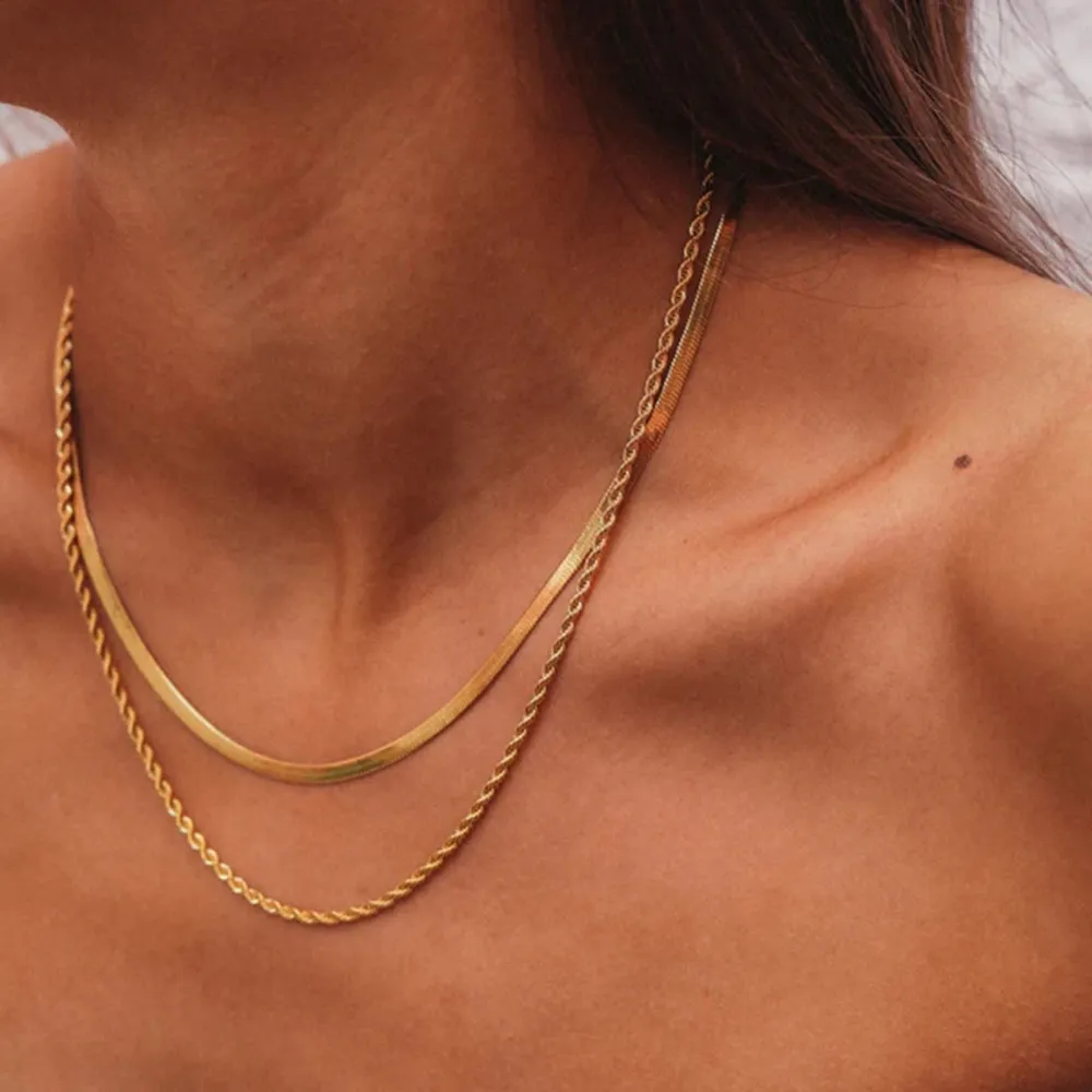 Collana catena doppio strato design serpente lama gioiello_voghion.com