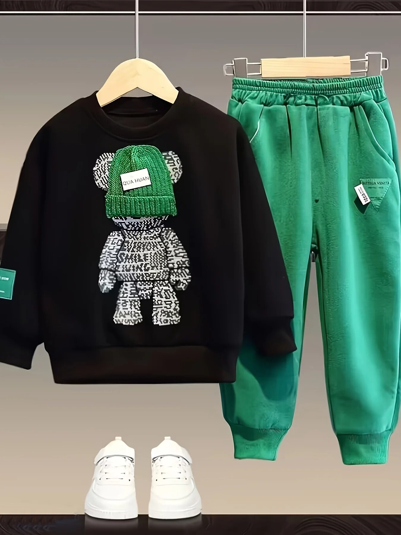 Zēnu un meiteņu apģērbu komplekts bērniem ar kapuci, virsdrēbes, topi, bikses, 2 gab. tērpi, bērnu pusaudžu kostīms, pavasara rudens_voghion.com
