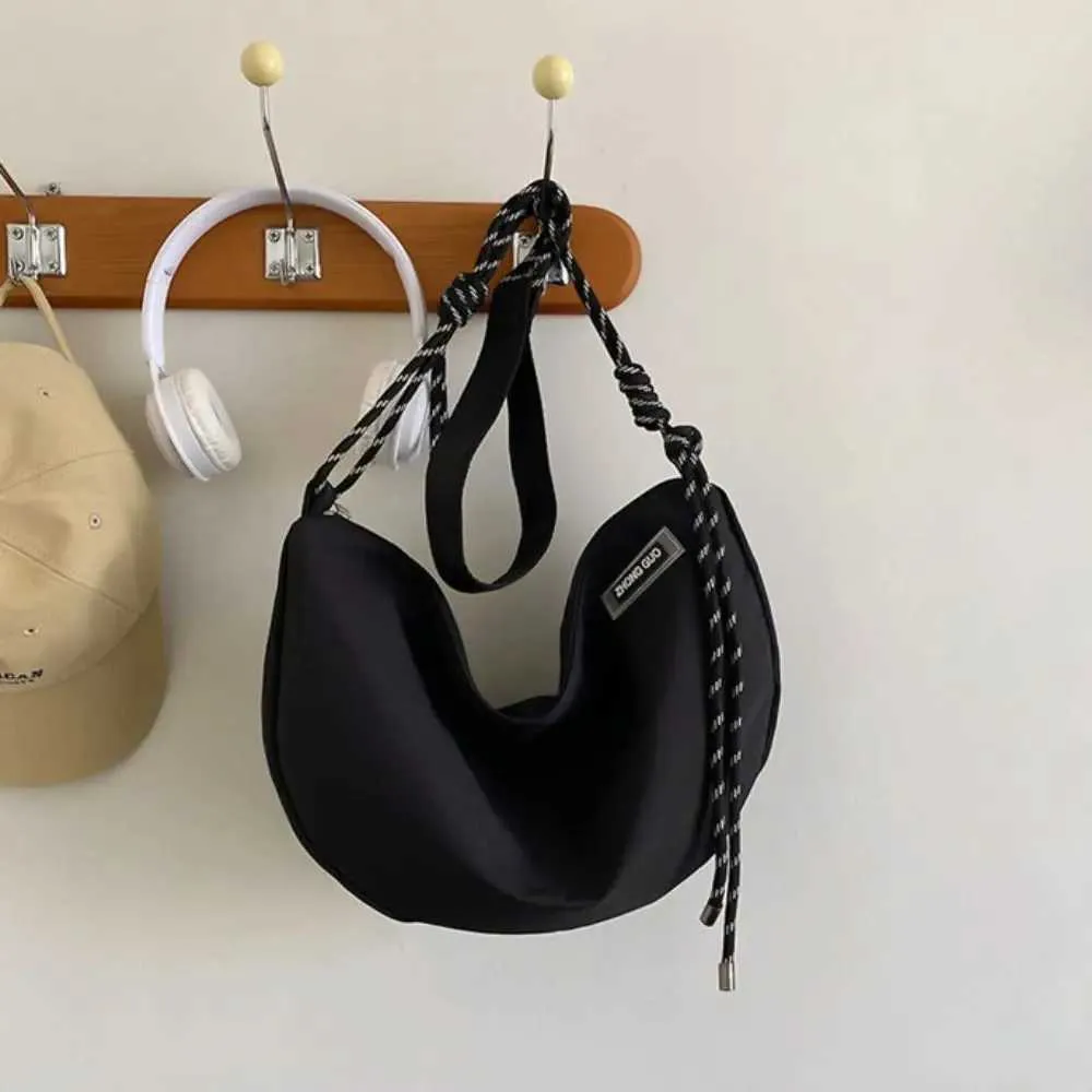 Half-moon Nylon Crossbody Bag Large Capacity Shoulder Bag Solid_voghion.com