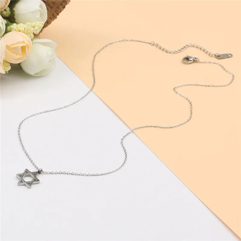 Collane con ciondolo Moda Collana in acciaio inossidabile Elefante Albero Simbolo dell'amore Pentagramma Stella Donne Gioielli per le feste Regalo_voghion.com