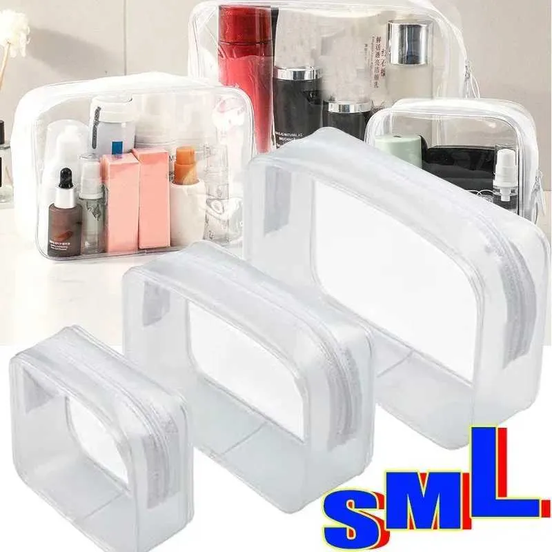 Geantă de depozitare transparentă impermeabilă din PVC, mică, transparentă, pentru machiaj, portabilă, pentru călătorie, pentru curățarea toaletei, Y241023_voghion.com