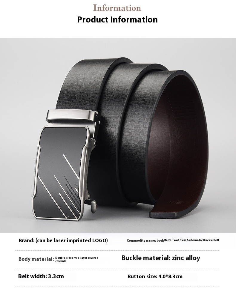 Genuine Leather Men's Automatic Buckle Belt Business Style_voghion.com