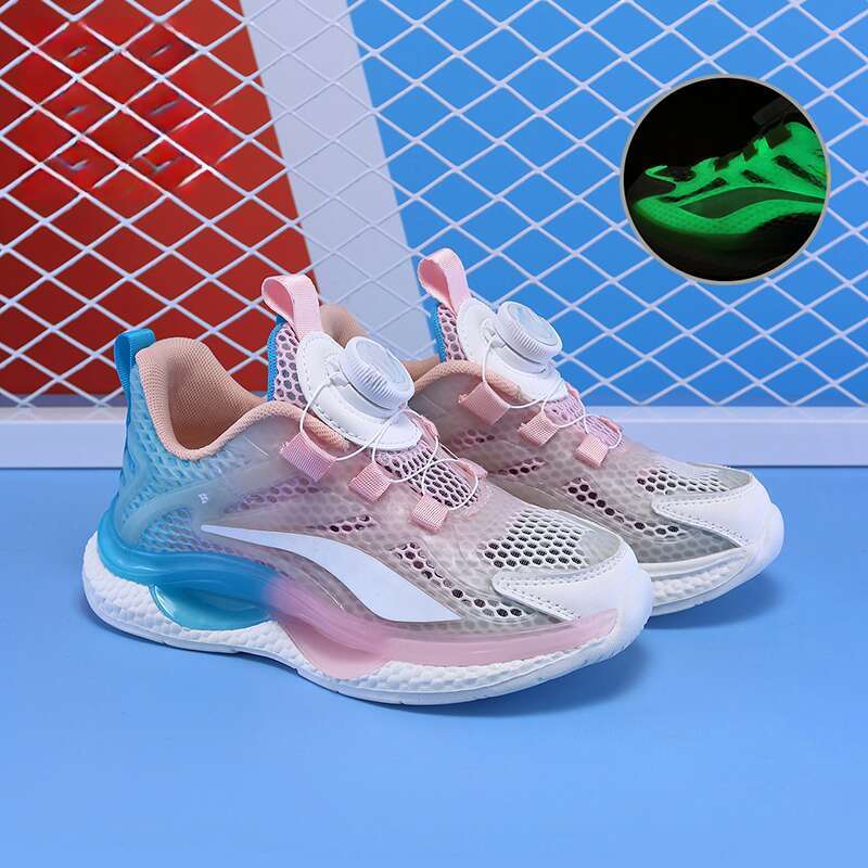 sports Single Mesh Glow-in-the-dark Men's Medium And Large Size Children's Casual Shoes Three-piece Set_voghion.com