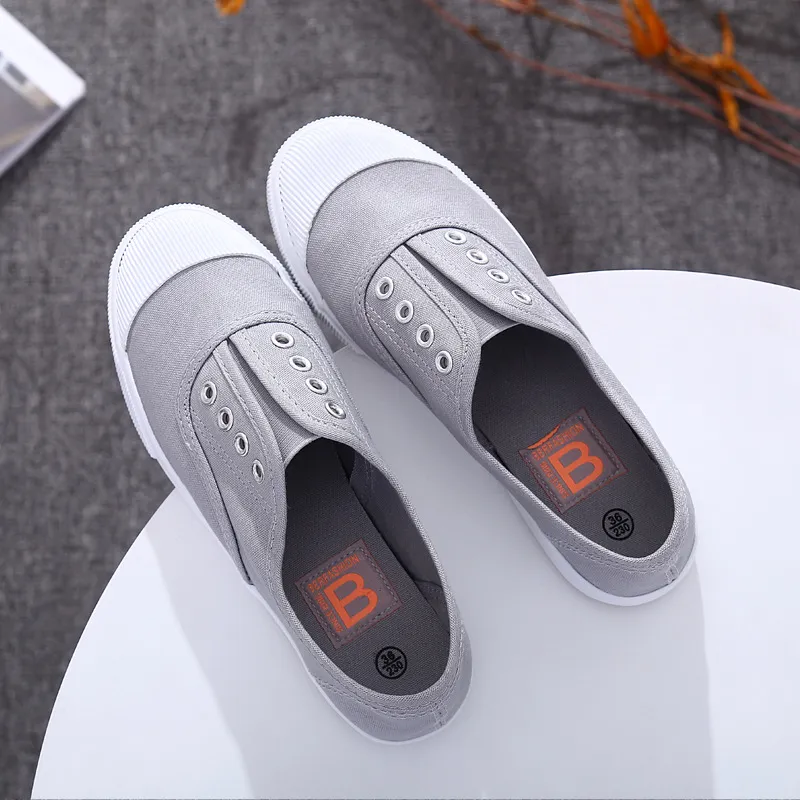 Women's Canvas Casual Flats Breathable Solid Colour Casual Shoes_voghion.com