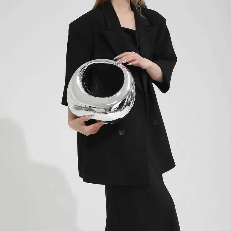 Žene zlatne akrilne polumjesečaste torbe s polumjesecom, okrugle ručke, PVC torbe za zglob, personalizirane torbe_voghion.com