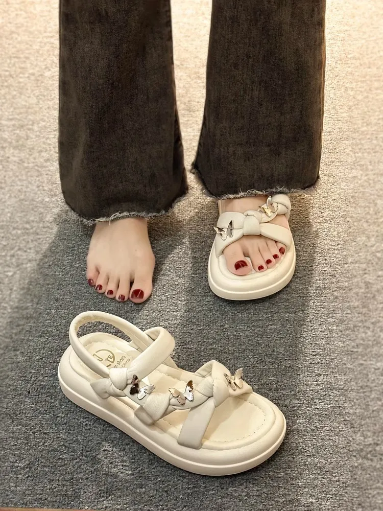 Roman Style Butterfly Sandals Comfortable Beach Shoes For Summer_voghion.com