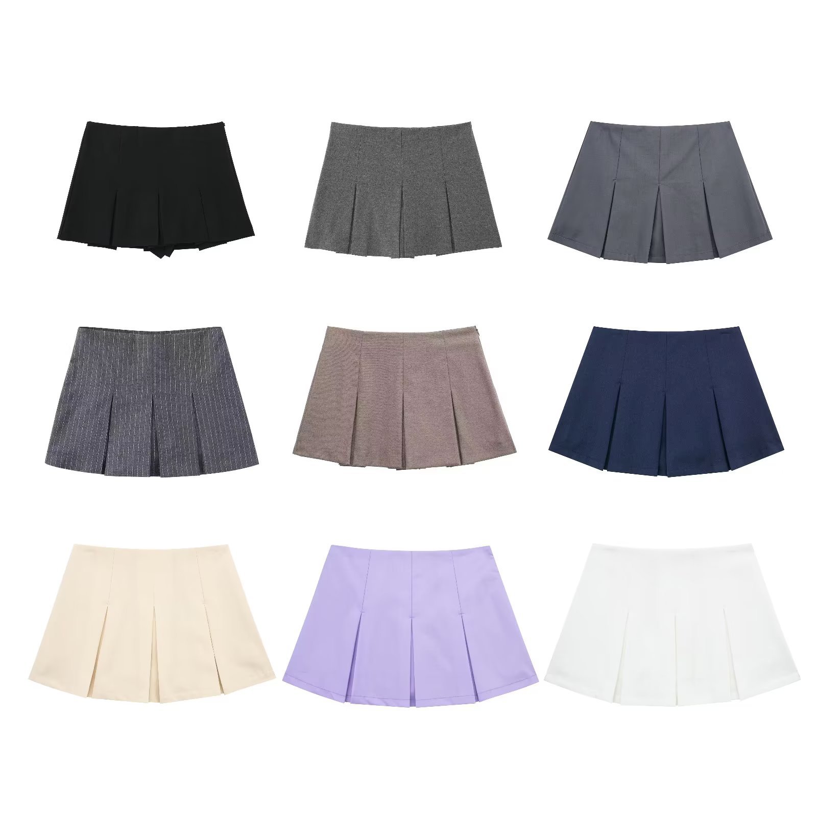 Women's Clothing Summer New Style Style High Waisted Wide Pleated Culottes Women's Skirt 9MS8159