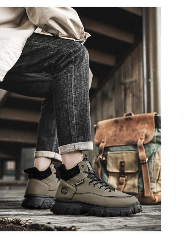 Efterår High Top Martin Herre Arbejdssko Trendy Og Alsidige Tykke Såler Britiske Støvler Korte Vandrestøvler_voghion.com