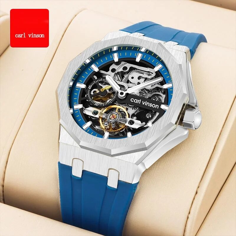 Nouveau type de montre, montre de marque Carvenson, montre mécanique entièrement automatique, montre pour hommes de loisirs et d'affaires, montre pour hommes étanche et lumineuse