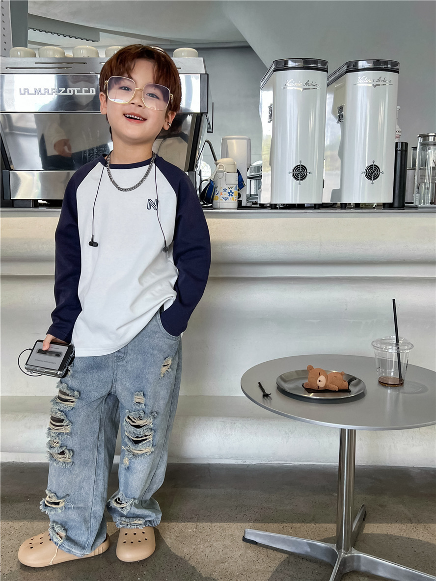Mutter & Kinder Kinder jeans Jungen mode zerrissene hosen Baby hosen Hipster kinder hosen_voghion.com