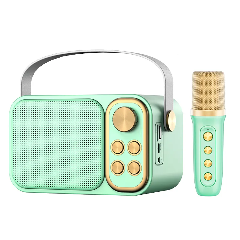 Microphones Bluetooth Speaker Classical Retro Players Karaoke Stereo Sound Portable Mini Speakers Subwoofer Home Travel_voghion.com