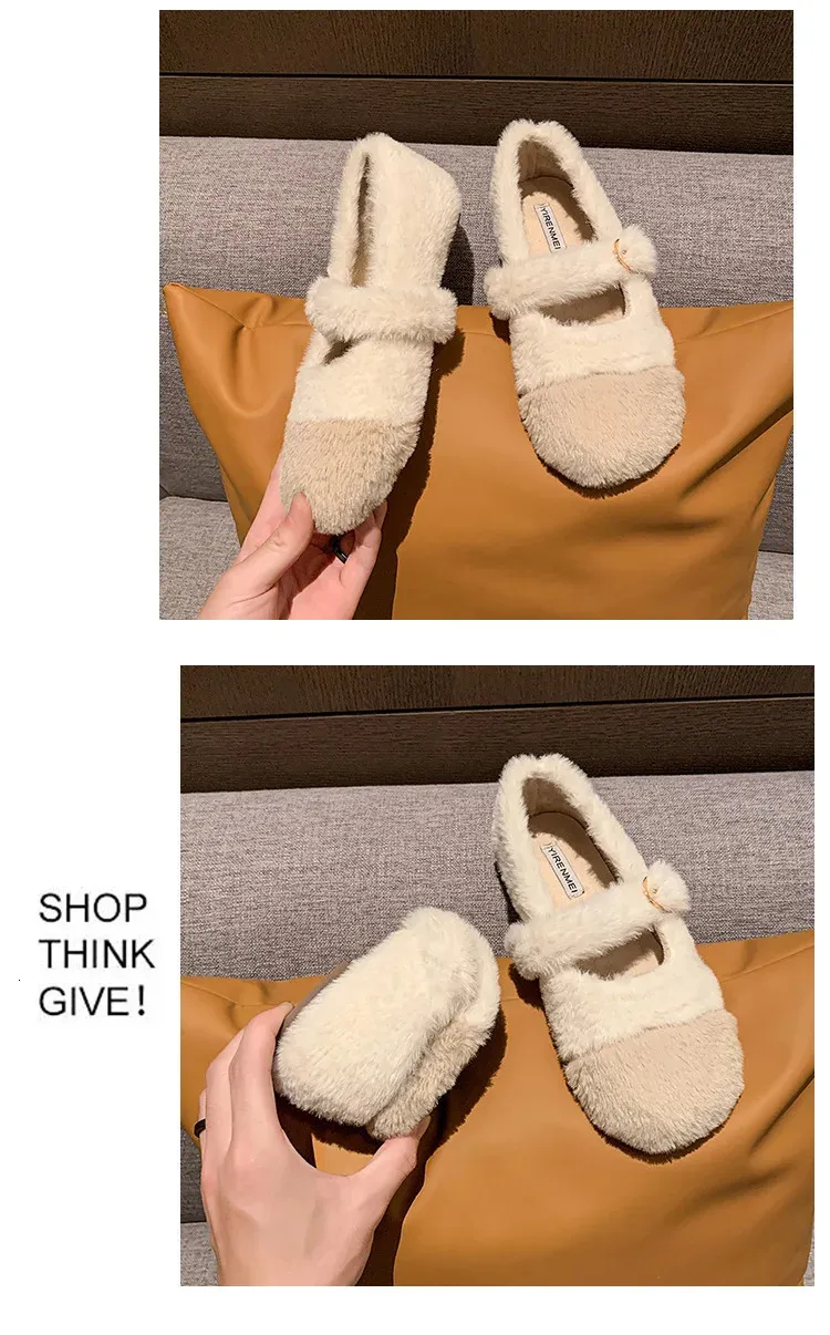 Moda Punta Quadrata Soffice Balletto Appartamento 2025 Inverno Caldo Peluche Cappotto Donna Comodo Pelliccia Mary Jane Scarpa atos 241122_voghion.com