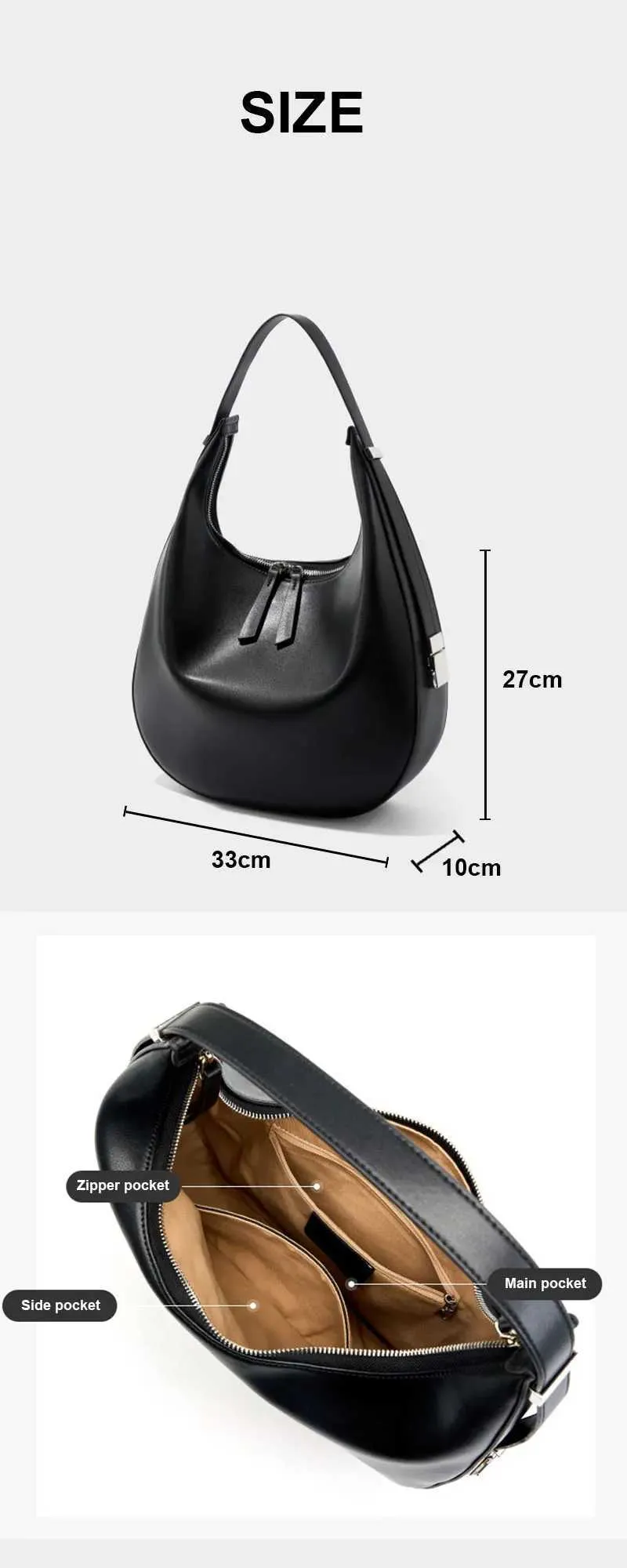 Echtes Leder Damen Große Kapazität Mode Trend Schulter Tasche Hochwertige Rindsleder Weibliche Handtaschen 2782C241115_voghion.com