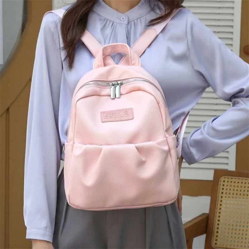 Sac à dos élégant en cuir PU avec grand compartiment, sac à bandoulière zippé de couleur unie pour le travail, l'école, les voyages_voghion.com