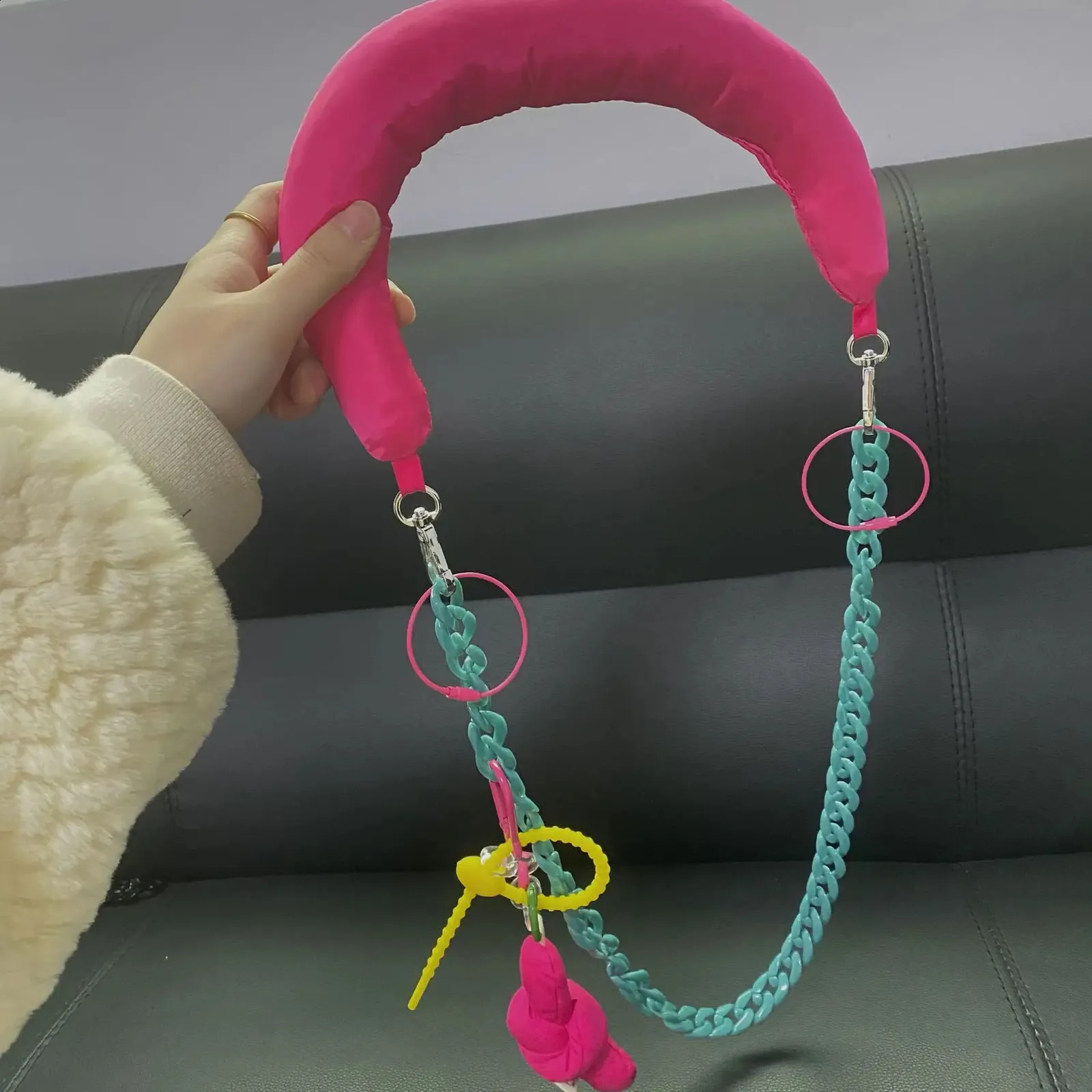 1Pc gebreide kleine verlengriem pols kleurrijke trekknoop tas schouderband Koreaanse mode tas hanger accessoires_voghion.com
