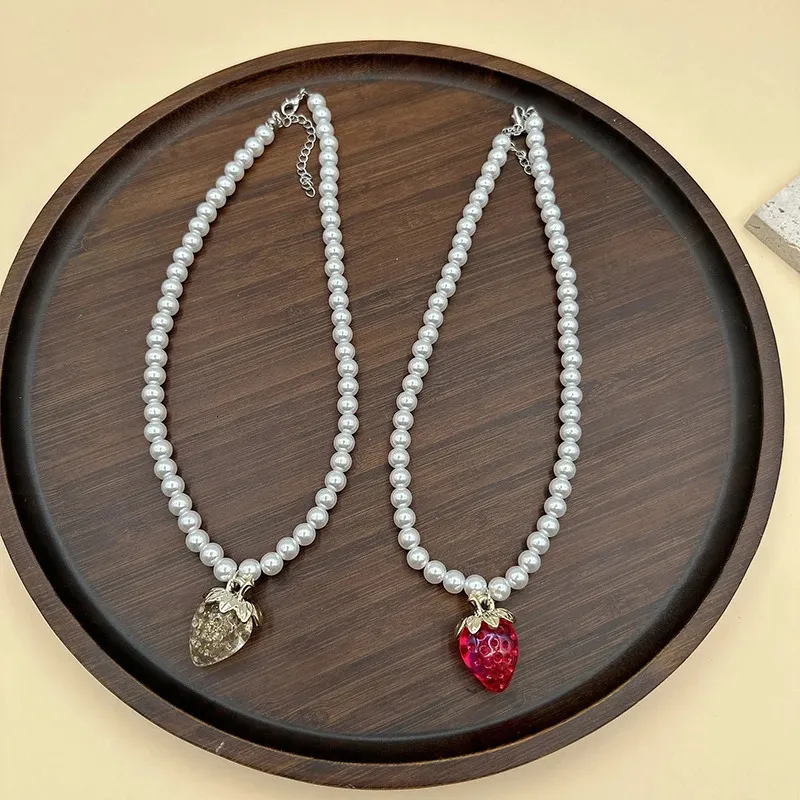 Collar con colgante de corazón y cereza mujer estilo y2k boho_voghion.com