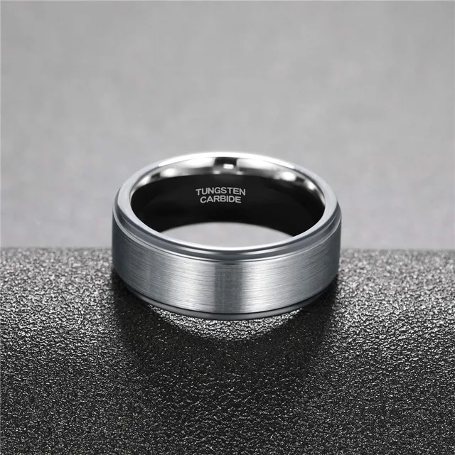 Tigrade Tungsten Carbide Ring for Man Wedding engagement Band 6/8mm Sier Color Brand Classic Design Engraving Rings size_voghion.com