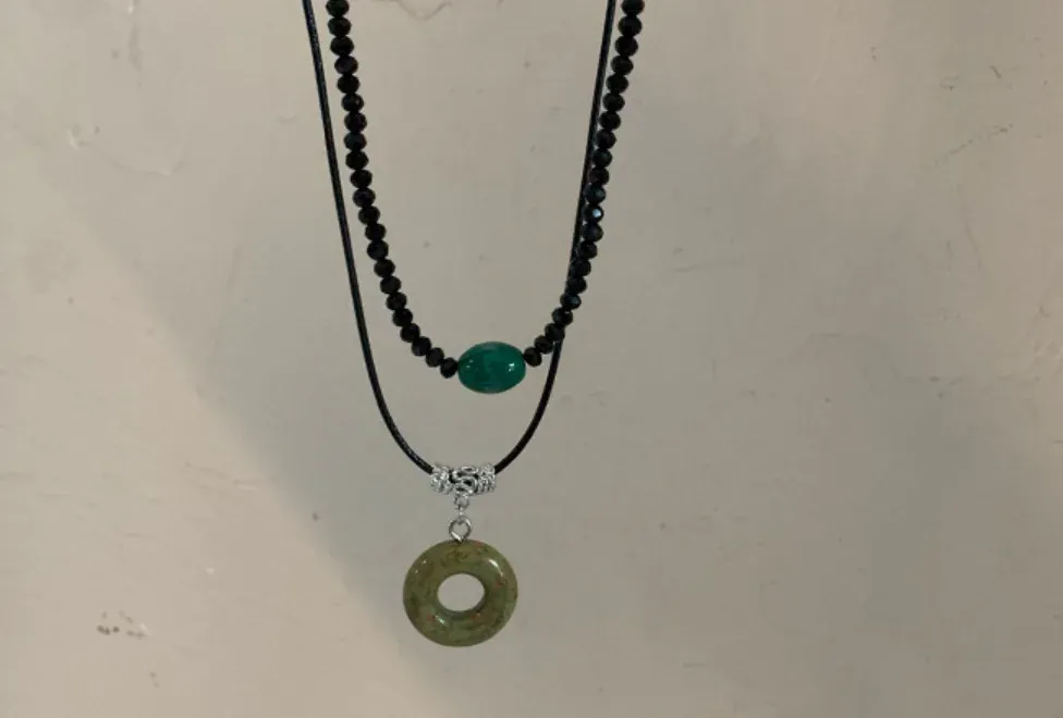 Catene Stile Cinese Vintage Fibbia della Pace Ciondolo Collane Perline Choker Set Gioielli di Moda per Donne Lady Regalo_voghion.com