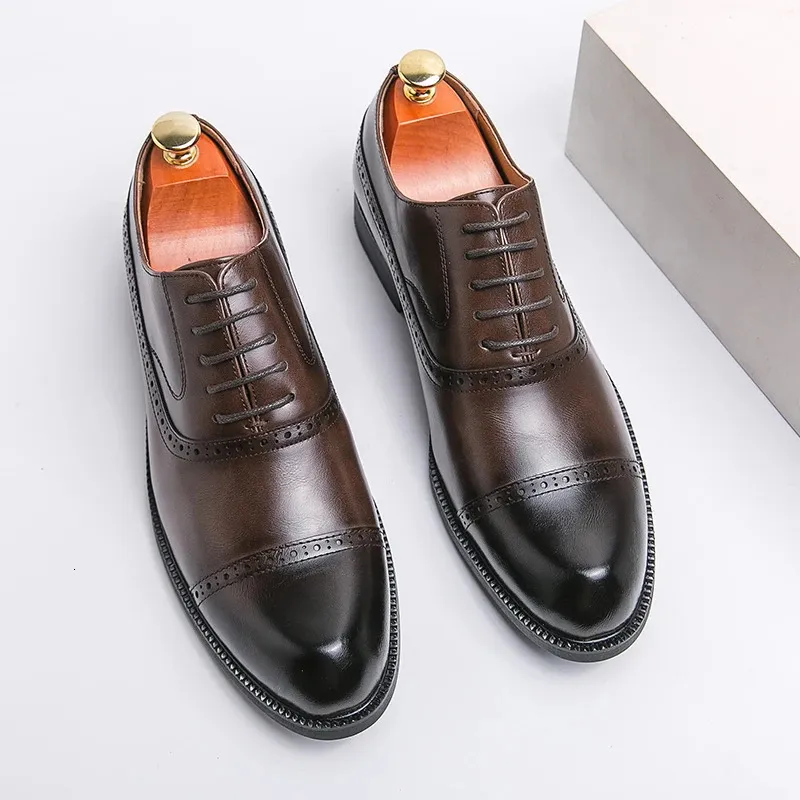 Handgemaakte Wingtip Oxford leren grijze brogue jurk klassieke zakelijke formele herenschoenen Zapatillas Hombre 250226_voghion.com