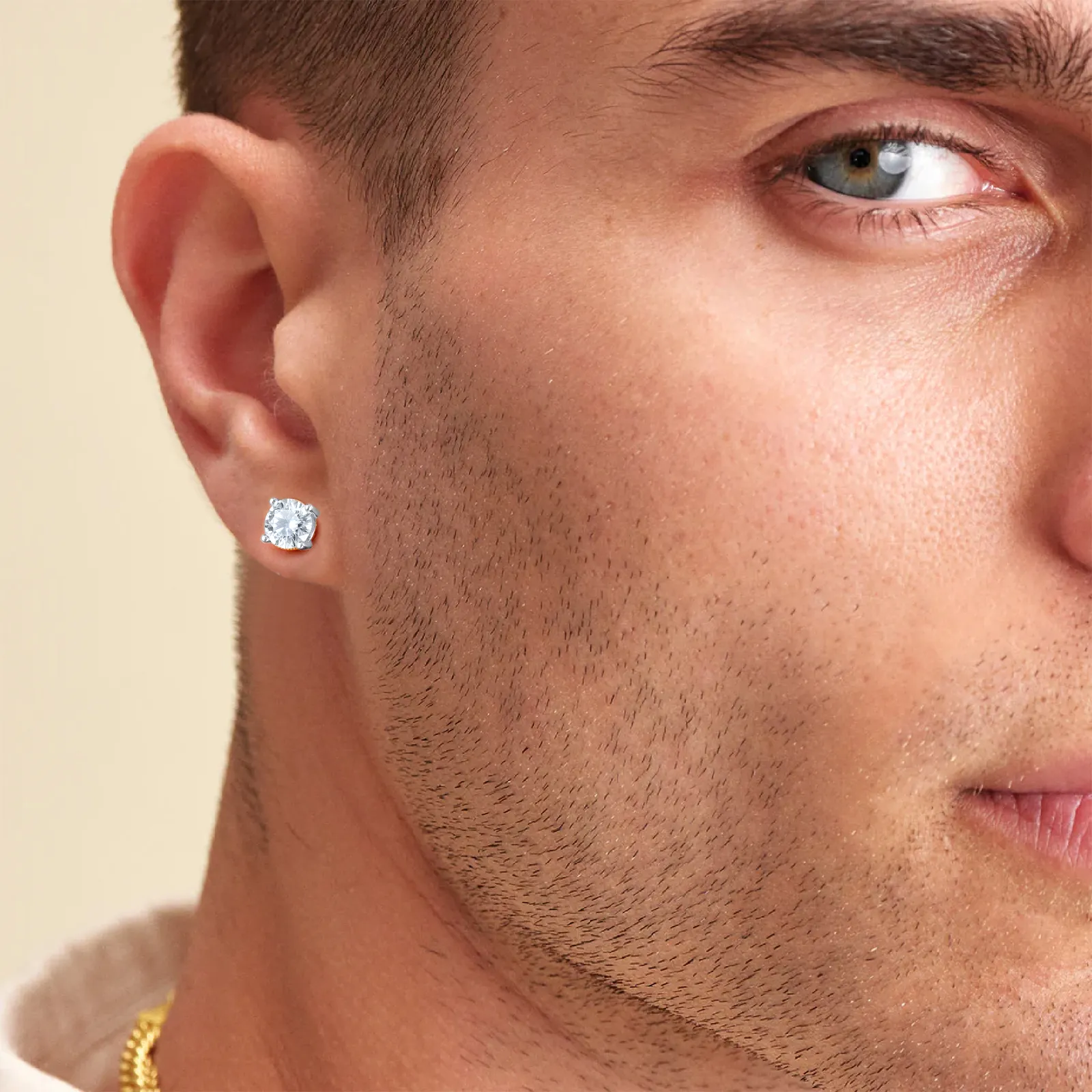 Orecchini a bottone in moissanite per ragazze, in argento Sterling, taglio rotondo, diamanti coltivati in laboratorio, per donne e uomini, placcati in oro bianco._voghion.com