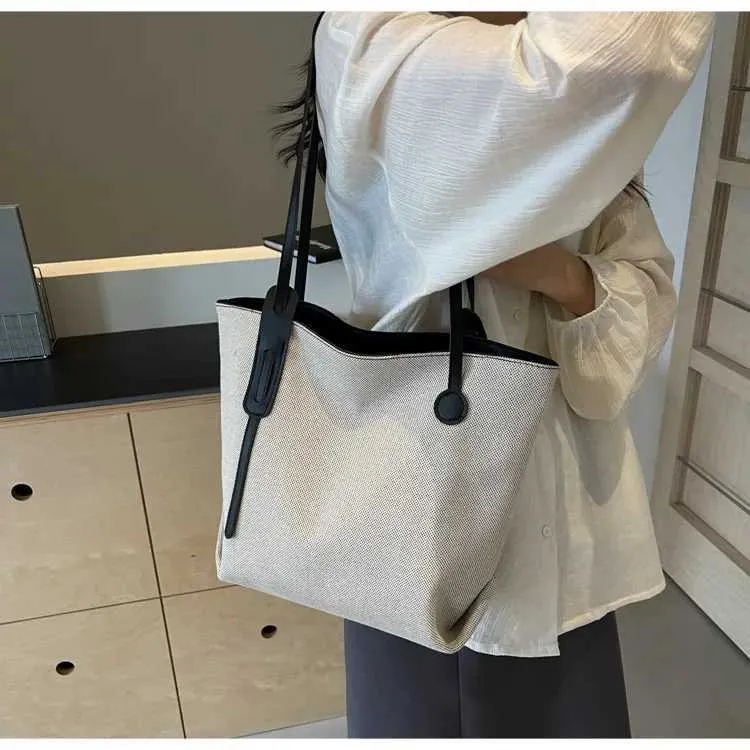 Borsa tote e borsa a spalla da donna in tela versatile casual_voghion.com