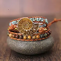 Braccialetti avvolgenti a 5 fili con ciondolo in cristallo di quarzo con pietre naturali, fatti a mano, in pelle, stile boho, da donna, 230814_voghion.com