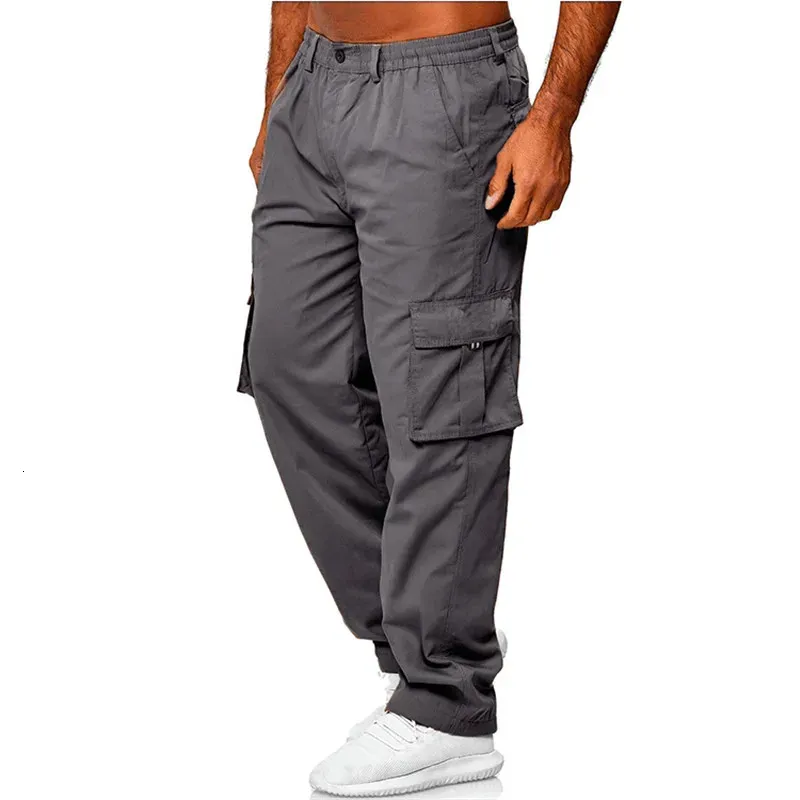 Pantalon cargo d'été pour homme, extensible, ample, multi-poches, décontracté, pour le travail, le sport et l'extérieur, 240111_voghion.com