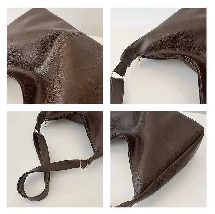 PU Leder Pendler Mode Vintage Casual Maillard Stilvolle Umhängetaschen für Frauen Textur Große Kapazität_voghion.com
