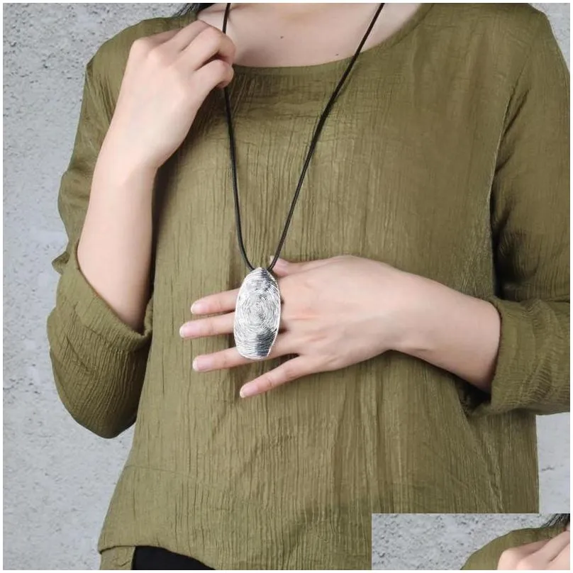 Pendant Necklaces Fingerprint Necklace Jewelry Western Cowboy Rope Chain Fashion Handicrafts Creative For Party Daily_voghion.com