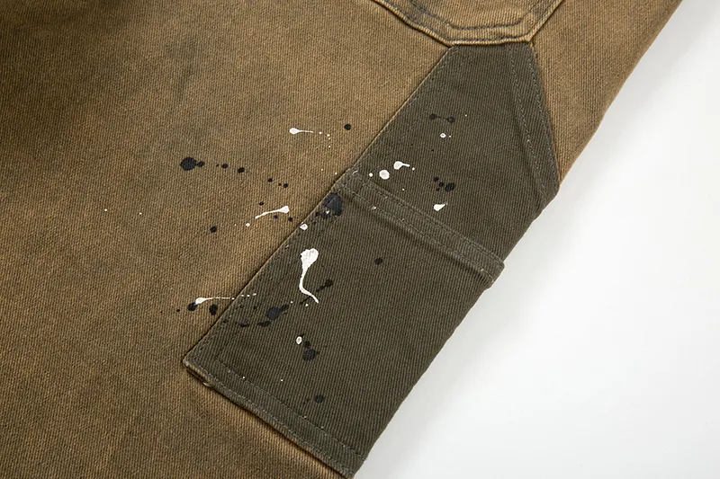 Pantalon cargo ample en denim micro-élastique délavé peint à l'encre pour homme, style patchwork Y2K, surdimensionné et décontracté_voghion.com