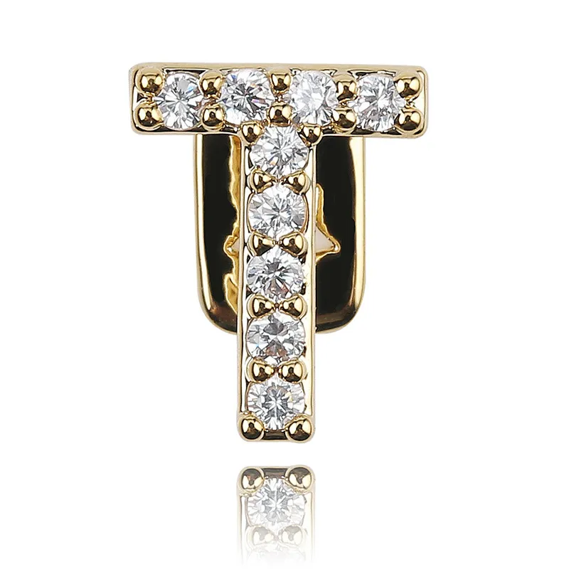 Weißgold Iced Out A-Z Benutzerdefinierter Name Buchstabe Grillz Voller Durchmesser Zirkonia Bg Zähne DIY Fang Grills Untere Zahnkappe Hüfte_voghion.com