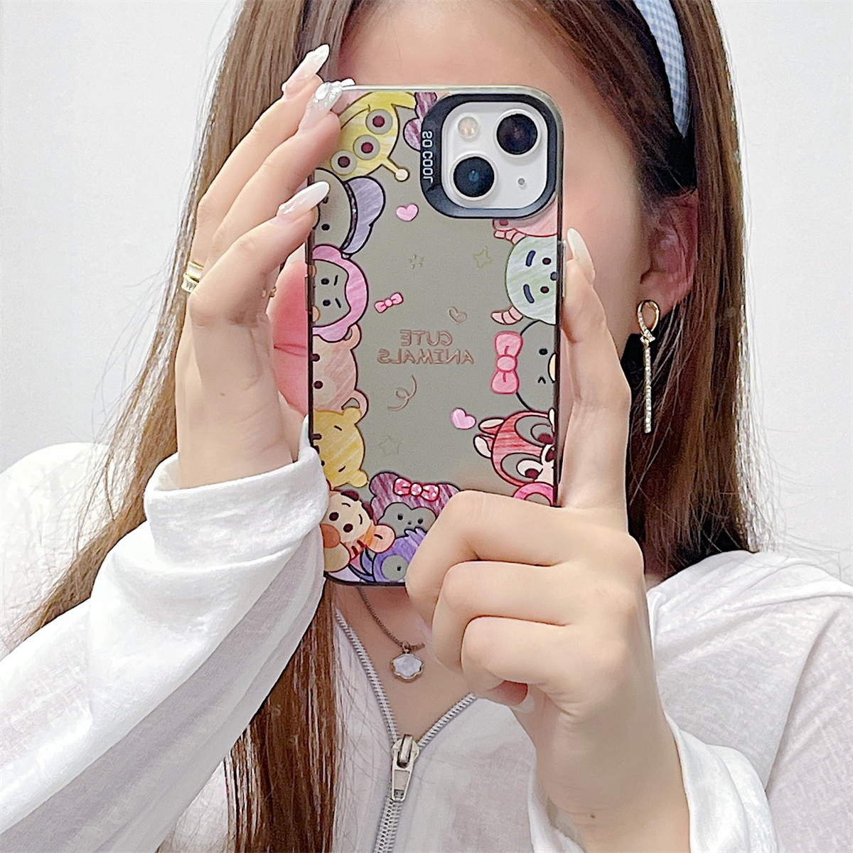 Řemínek na hodinky kompatibilní s iPhone 15 14 13 12 11 PRO MAX XR XS X 8 7 PLUS SE 2020 Průhledný kryt na telefon s roztomilým anime medvědem IMD_voghion.com