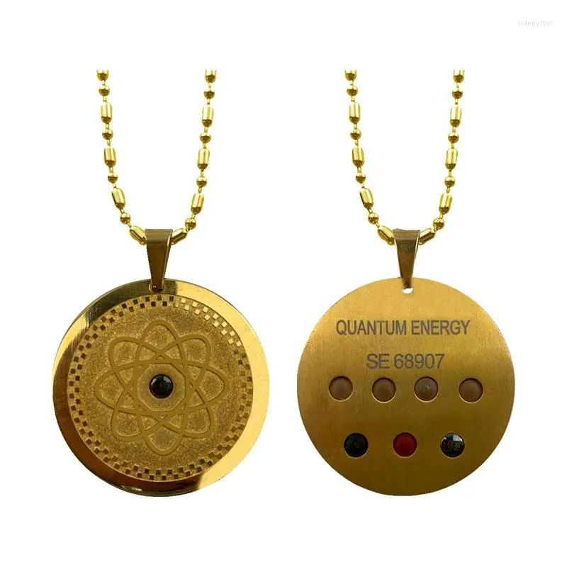 Pendant Necklaces Men Women Golden Quantum Scarlar Energy With 7 Healthy Stones And Negative Ions For EMF Protection_voghion.com