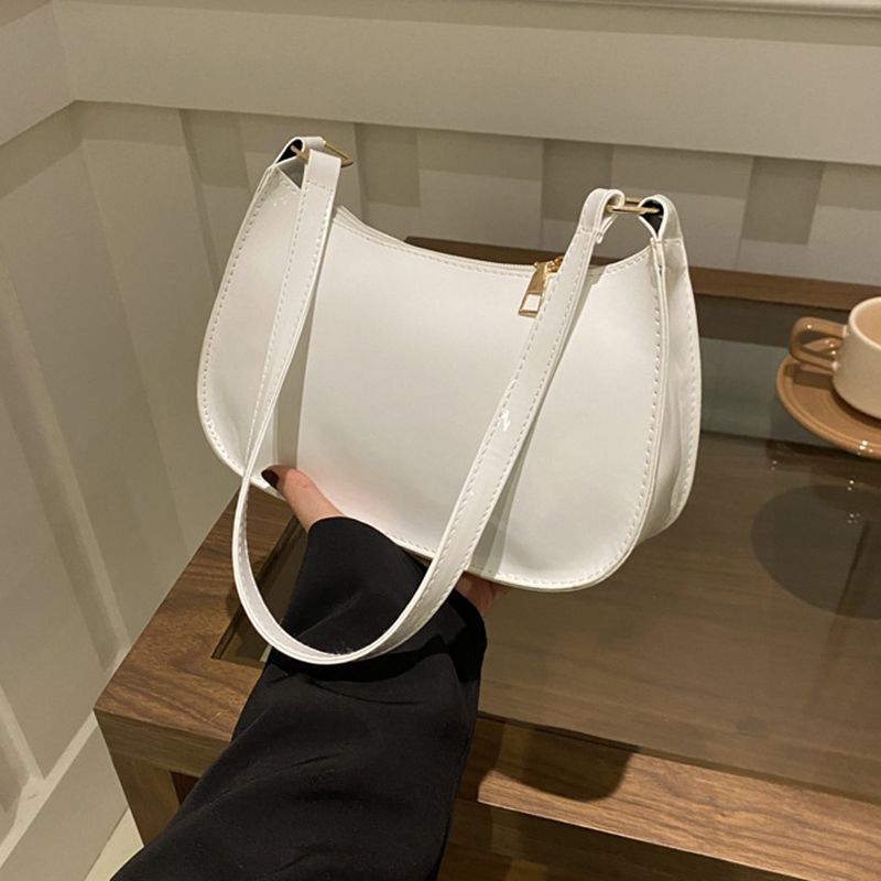 Retro Einfarbig PU Leder Schulter Unterarm Tasche Mode Casual Hobos Geldbörsen und Handtasche Damen Handtaschen_voghion.com