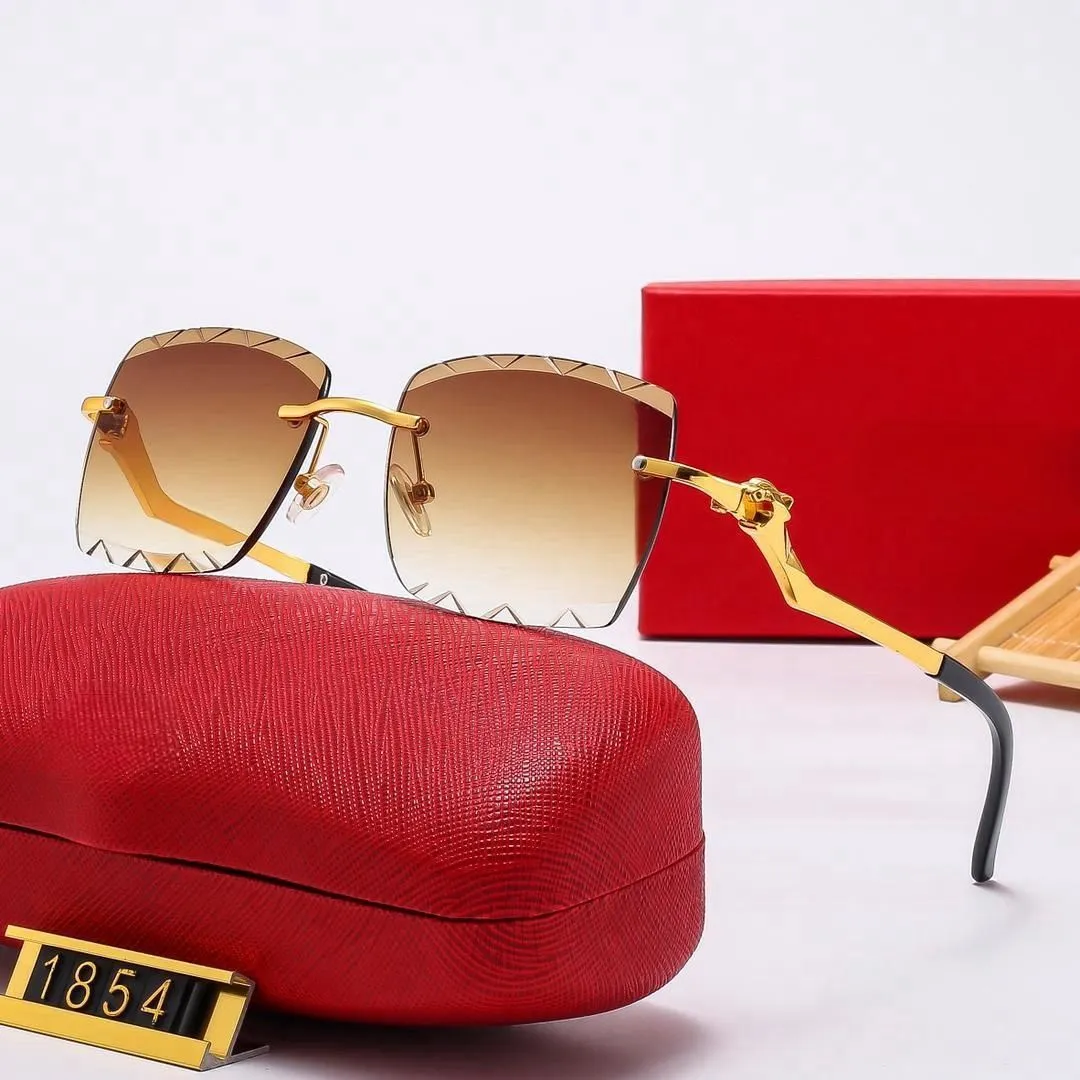 designer sunglasses women mens cartHead Composite Metal Rimless Optical Frame Classic Rectangle Square gold sunshade 1_voghion.com