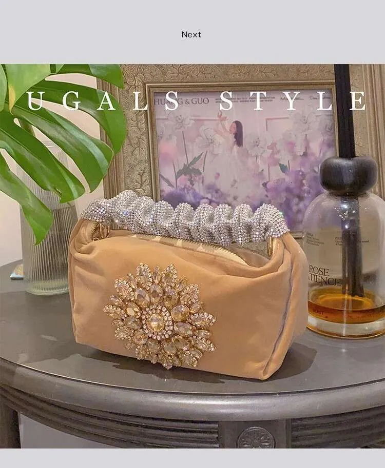 Glitter Shiny Rhies Dia Evening Fashion Hobo Women's Handbag Wedding Party Clutch Purse Crossbody Bag Street Dressing_voghion.com