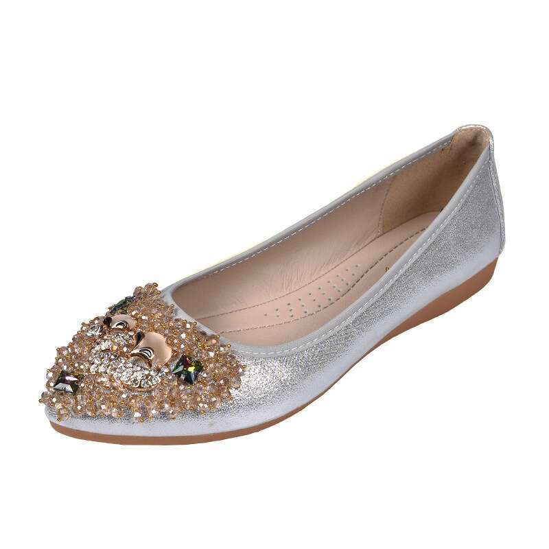 Rhinestone Soft Sole Large Women's Flat Shoes_voghion.com