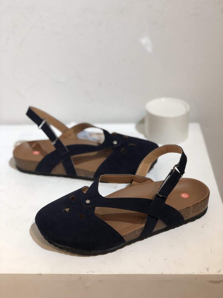 Women's one-line buckle flat sandals_voghion.com