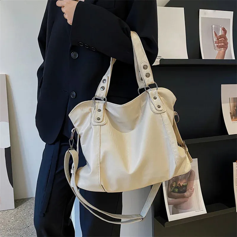 Grandi borse a tracolla nere da donna, grandi dimensioni, casual, tote bag di qualità in pelle PU, hobo, borsa a tracolla, da viaggio, da donna_voghion.com