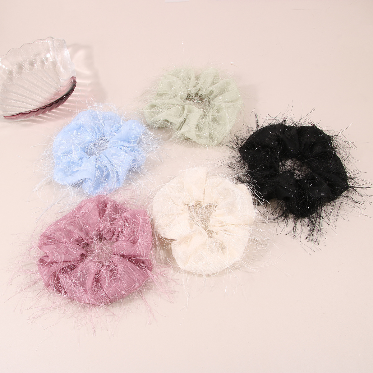 2023 new style super fairy bright silk large intestine hair ring Korean style mesh large intestine hair ring hair rope ball hair accessories wholesale_voghion.com